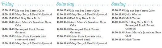 Cake International Bakery Theatre Timetable